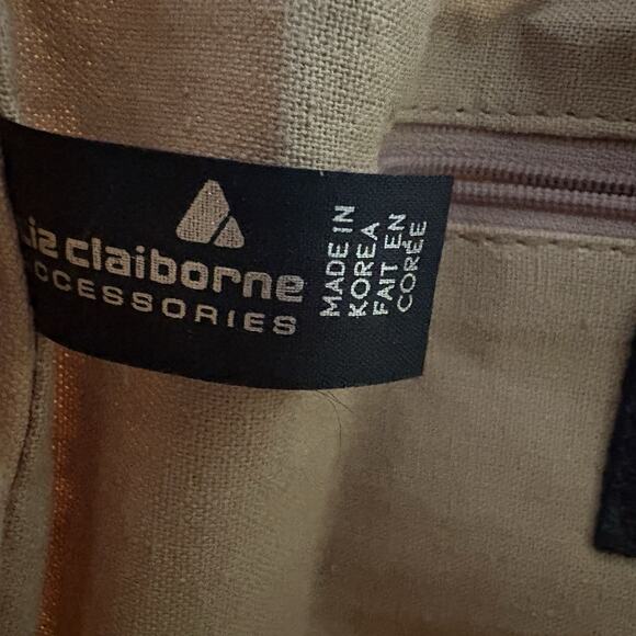 Vintage 1983 Liz Claiborne Drawstring Bucket Shoulder Bag Cream & Tan Triangles - Picture 11 of 15